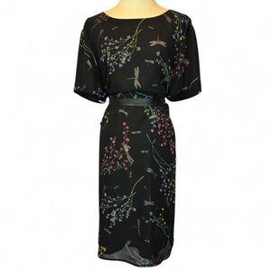 Vintage Jessica Howard Silk Dragonfly Midi Dress Whimsigoth Fairy XL